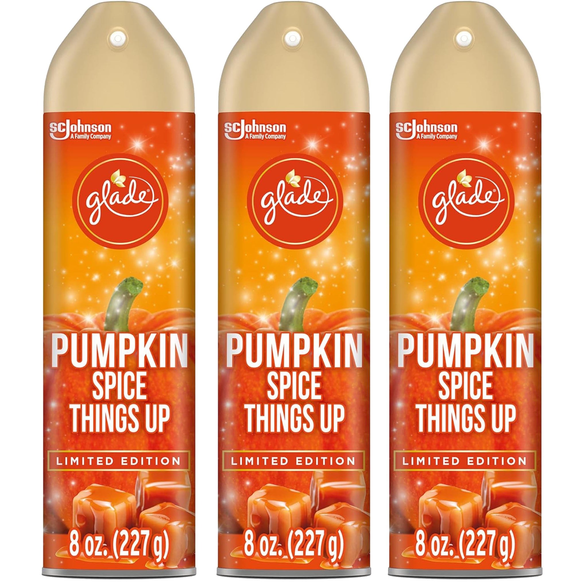 Glade Air Freshener Spray, 3 Pack, Pumpkin Spice Things Up Fall Harvest Scent, Limited Edition Holiday Collection, Pumpkin Spice Thanksgiving Scented
