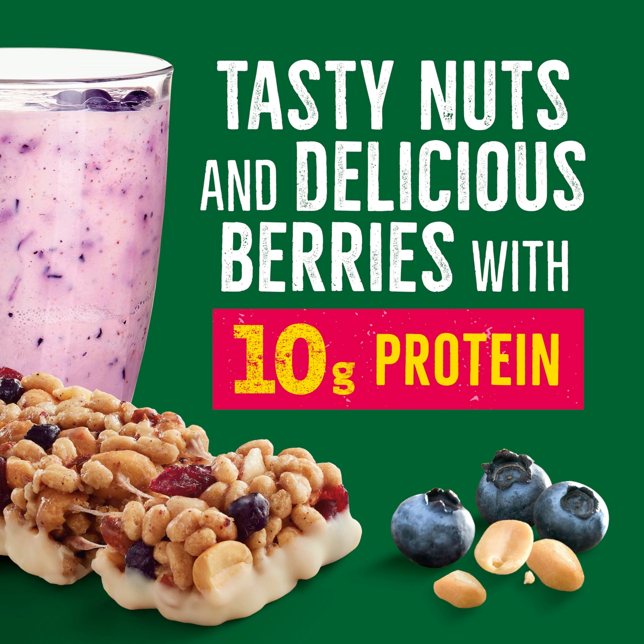 Nature Valley Protein Smoothie Chewy Snack Bars, Berry Blend Protein Bars, 5 Bars, 7.1 oz