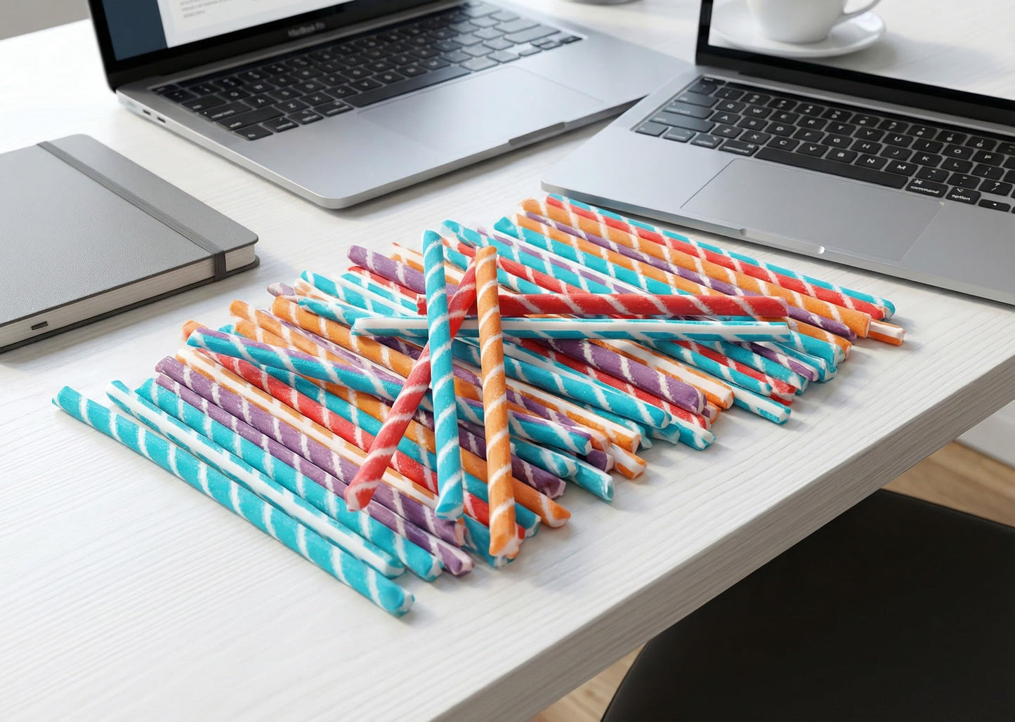 Sweet and Sour Candy Powder Filled Straws - 80 Count of Assorted Orange Cherry Grape Tropical Punch Individually Wrapped, Bulk Kids Candy, Party Favor