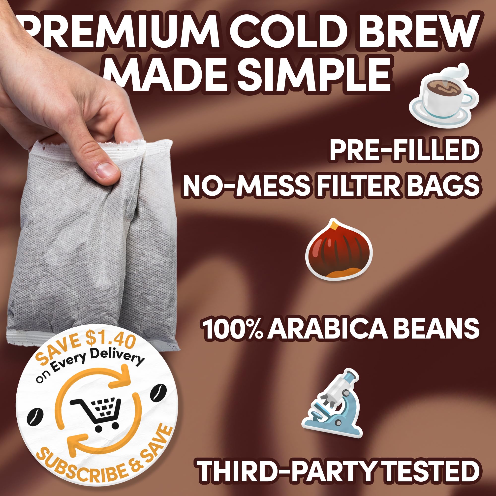 Sarasota Coffee 1905 Cold Brew Coffee Bags | Salted Caramel | Blonde-Medium Roast | Smooth & Low Acid | Ground Filter Packs | Cold Brew Kit Makes 14