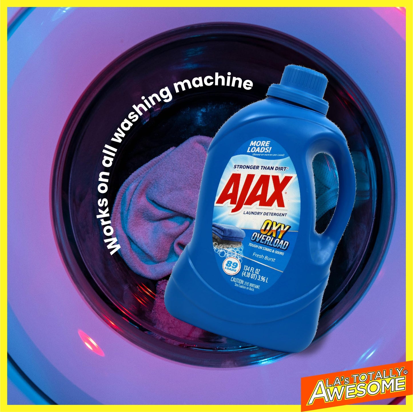 SOILOVE 1 Gallon Laundry Stain Remover & Ajax 134oz Oxy Overload Liquid Laundry Detergent - Ultimate Stain-Fighting & Freshness Duo for Tough Stains
