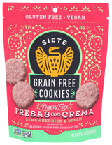 Siete Gluten Free Fresas Con Crema Cookies | Vegan | Grain Free | Non GMO | Dairy Free | Made with Almond Flour & Coconut Oil | 4.5 Oz. Bag (Pack