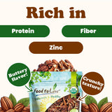 Food to Live Organic Dry Roasted Pecan Pieces with Himalayan Salt 8 Ounces - Oven Toasted, No Oil Added, Lightly salted, Rich in Flavor and Crunch