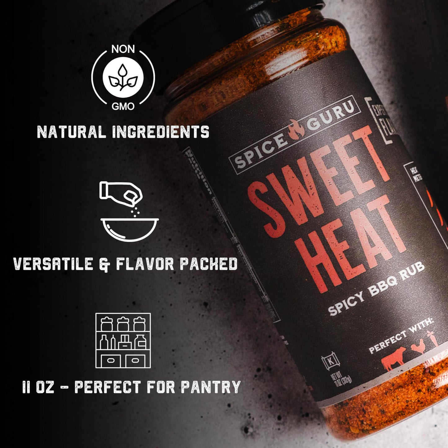 Spice Guru Sweet Heat BBQ Rub - Gifts for Men Who Cook, Gifts for Dad, Men Gifts, Dad Birthday Gift - Spices and Seasonings Sets - Steak Seasoning
