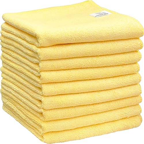 Simple Houseware 9-Pack Microfiber Cleaning Towels, Heavy-Duty & Reusable Cloths for Home, Kitchen, and Car, 16" x 24", 325 GSM