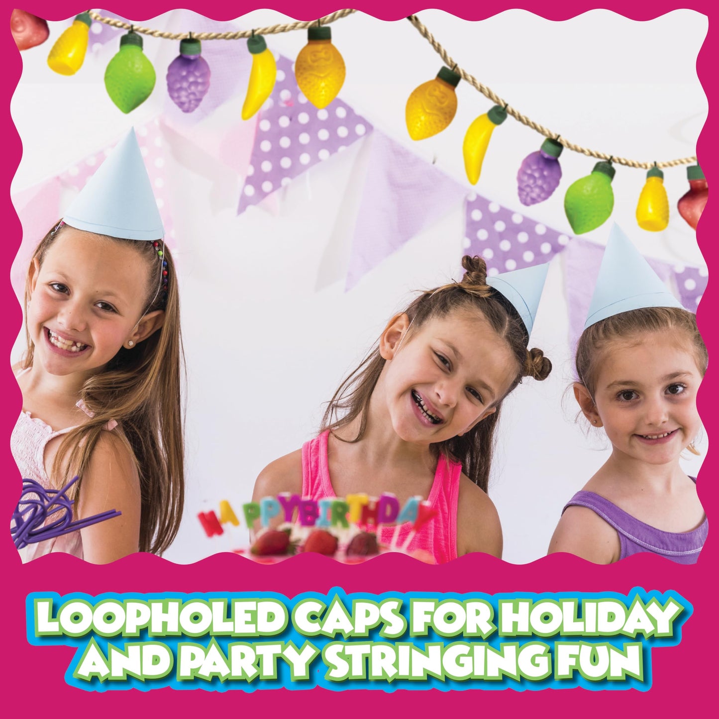 60 Fruit Shaped Fizzy Candy Powder, With Hanging Hole Caps for Decorative Stringing, Great for Hanging on Christmas Trees, Fun and Unique 90’s Retro