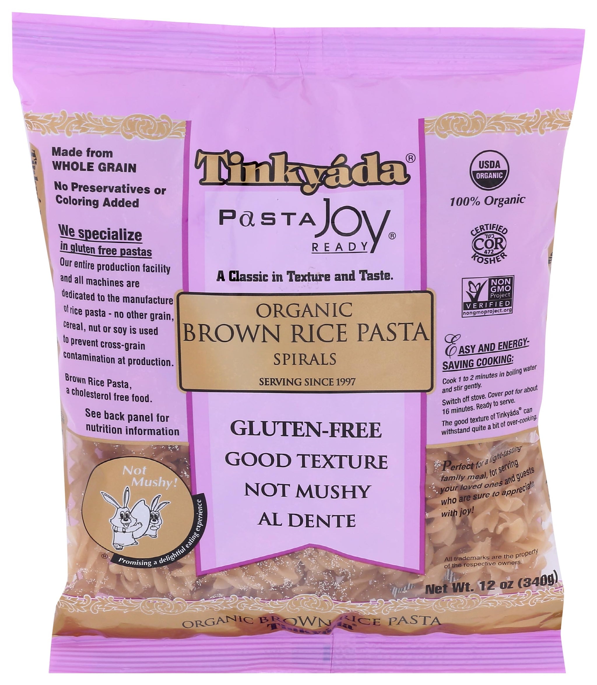 Tinkyada Organic Brown Rice Pasta, Spirals, 12 Oz