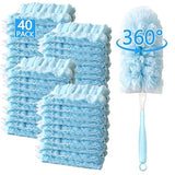 WAWINY 40 Pack Duster Refills Kit Disposable for Swiffer Duster Handle,360° Deep Cleaner Heavy Duty Replacement with 1 Handle,for Home, Blinds, Car