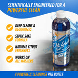 Oh Yuk Washing Machine Cleaner For All Washers (Top Load, Front Load, HE and Non-HE), Natural Citrus Fragrance, Four Cleanings Per Bottle, Septic