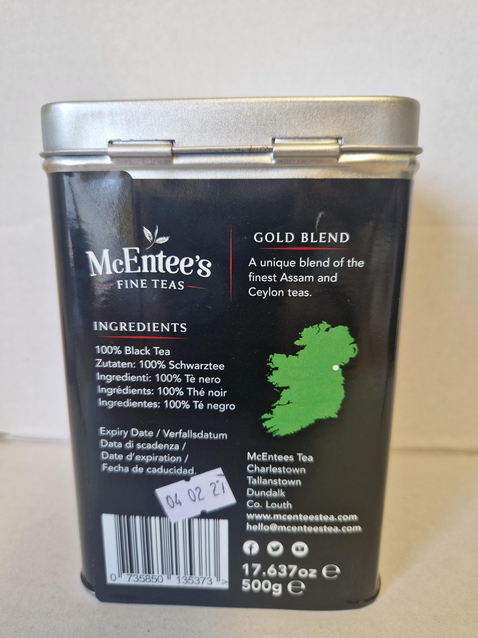 McEntee's Irish Loose Leaf Gold Blend Tea - 500g Tin - Expertly Blended in Ireland to give That Perfect Cup of Tea. A Traditional Blend of Assam