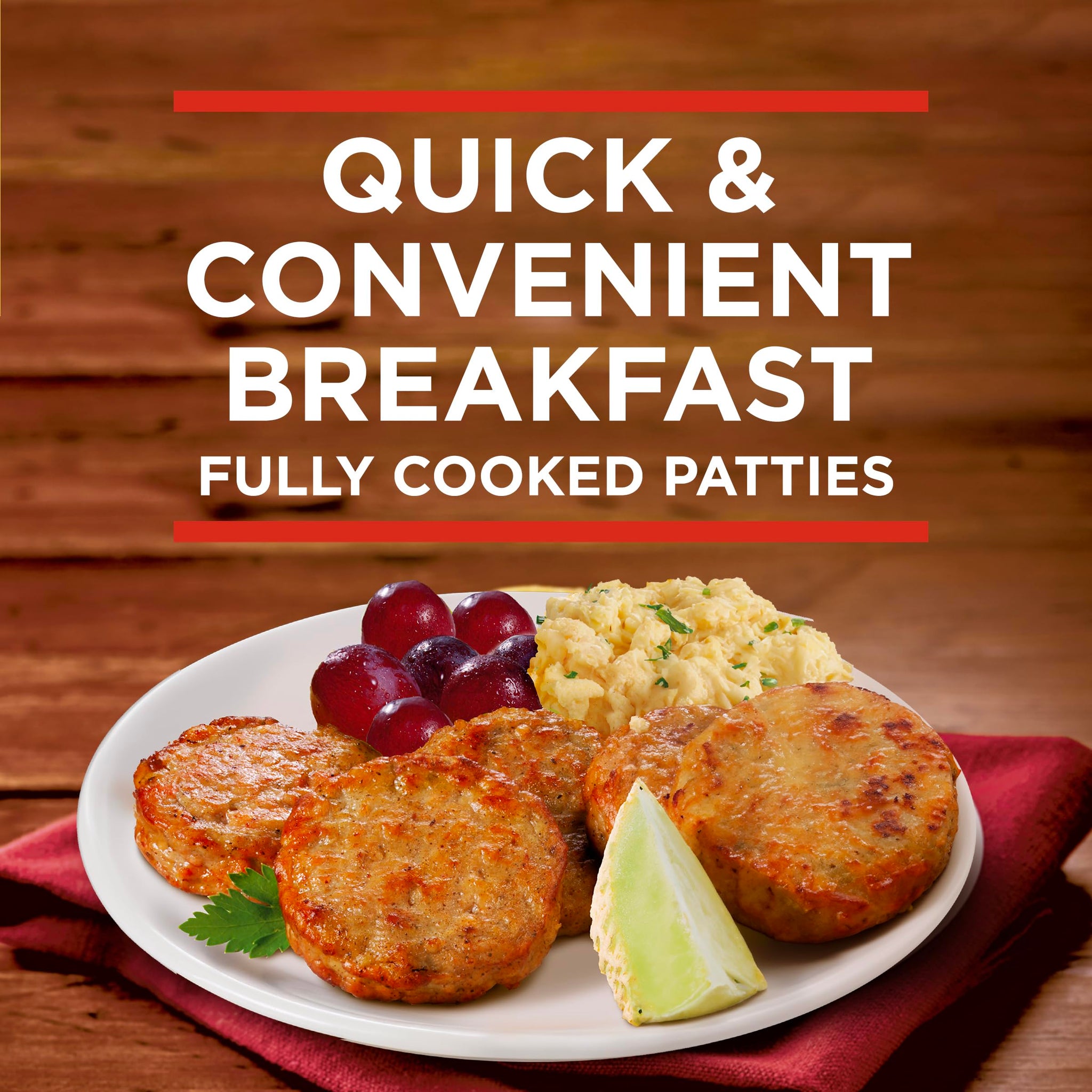Banquet Brown 'N Serve Turkey Sausage Patties, Frozen Breakfast, 6.4 oz.
