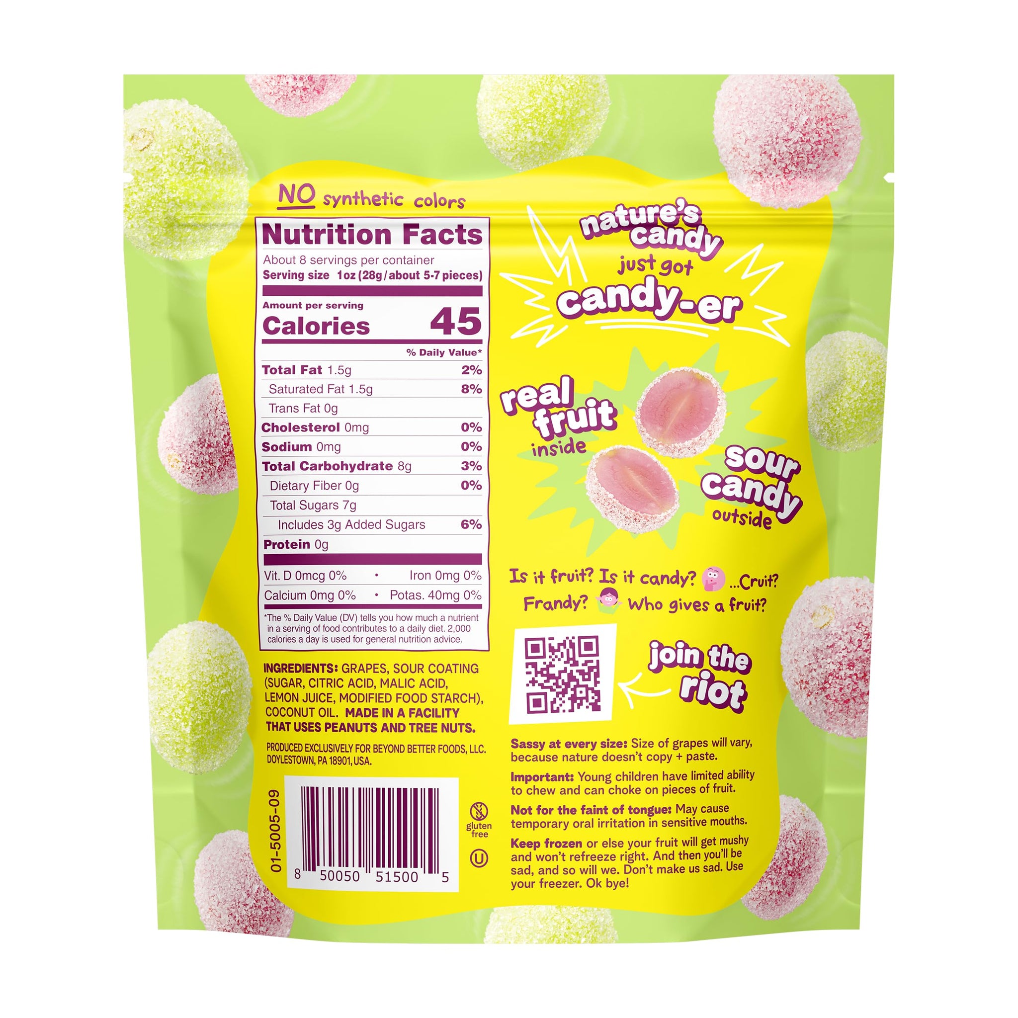 Fruit Riot Sour Candy Grapes, Made with Real Fruit, 8oz, Gluten-Free