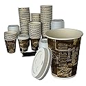 Disposable Cups Bundle by Rsr To-Go. 16 Oz-100ct Paper Coffee Cups with Lids PLUS Stirrers - Eco-Friendly Disposable Cups, Leak-Proof Design for Hot