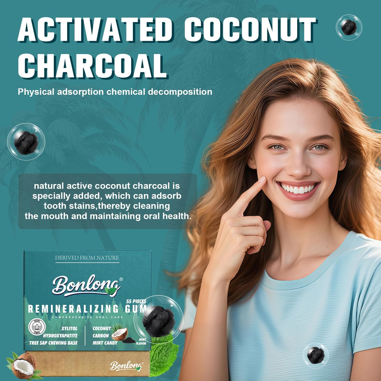 Remineralizing Gum, Remineralizing Gum with Nano Hydroxyapatite & Xylitol & Coconut Carbon, 2026 New Upgrade, Effectively to Mineralizing, Cleaning