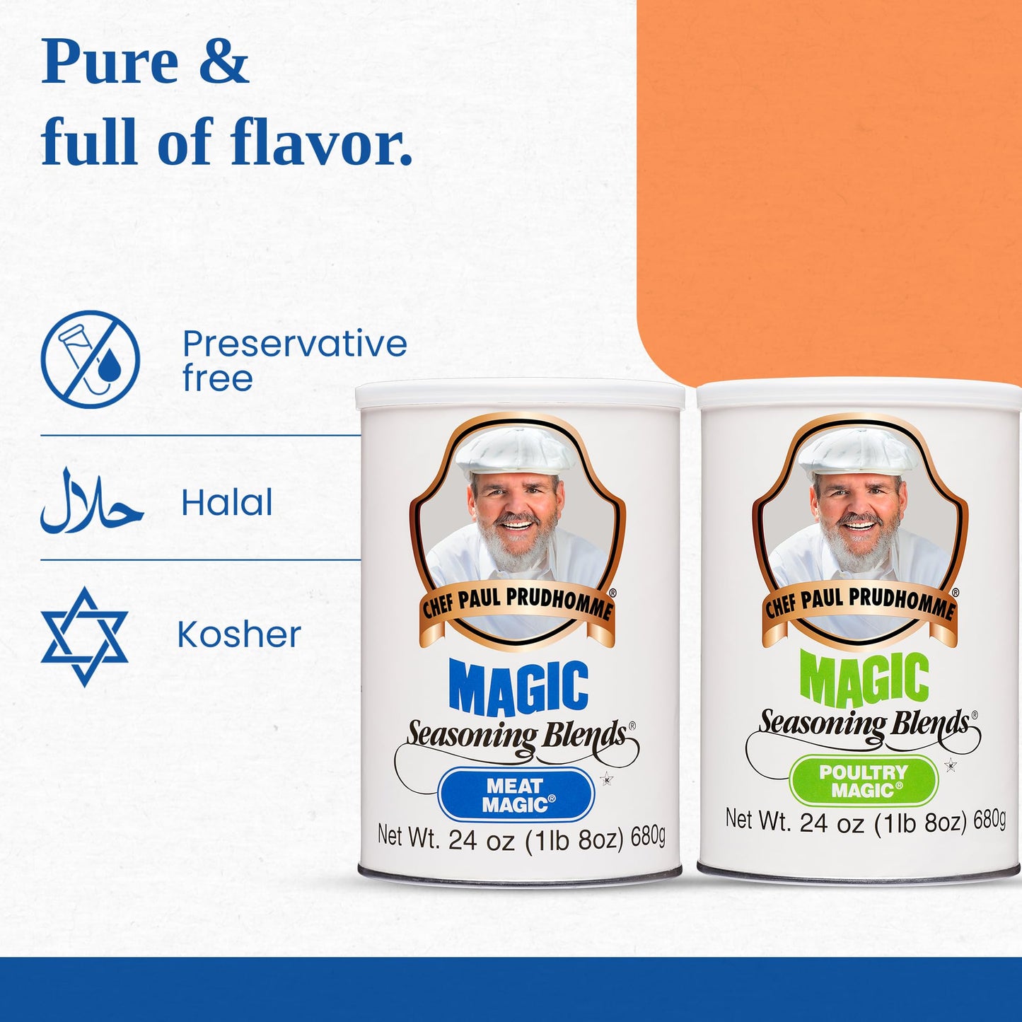 Chef Paul Magic Seasonings Blends Meat and Poultry, Variety Pack of 1 (24 oz Canisters each) - Bold All-Purpose Blend for Steak, Chicken, BBQ & More