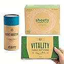 Sheets Laundry Club Bundle - 50 Pack (up to 100 loads) Fresh Linen Detergent Sheets, 40 Pack Vitality Dryer Sheets & 8 Oz. Uncharted Waters Scent