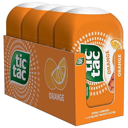 Tic Tac Orange, On-the-Go Pocket-Sized Mints, 200 pieces, 4 Bottle Packs, 3.4 oz Each