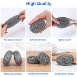 ovwo 12Pack Upgraded Steel Wool Scrubbers - Premium Stainless Steel Scrubber, Metal Scouring Pads, Steel Wool Pads, Kitchen Cleaner, Heavy Duty