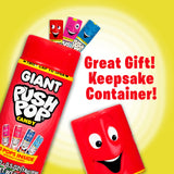 Push Pop Giant Candy Lollipop Container, 10 Ct Individually Wrapped in Assorted Fruity Flavors, Full Size, Fun Hard Candy For Party Favors, Birthday