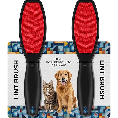 DecorRack (2 Pack) Double-Sided Lint Brushes, Pet Hair Remover Brush for Clothes and Furniture, Remove Cat and Dog Fur from Fabric Carpet