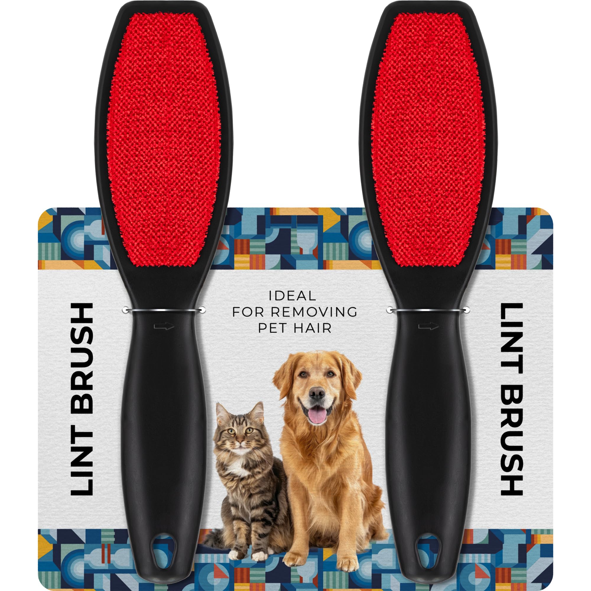 DecorRack (2 Pack) Double-Sided Lint Brushes, Pet Hair Remover Brush for Clothes and Furniture, Remove Cat and Dog Fur from Fabric Carpet