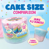 PartyPuffs 4oz Sliceable Cotton Candy Cake Tub - Strawberry Apple Blue Raspberry Lemon - Ready-to-Serve Gluten-Free Candy Dessert for Kids & Parties