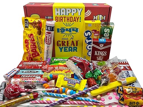 RETRO CANDY YUM ~ 1944 82nd Birthday Gift Basket Box of Nostalgic from Childhood for 82 Year Old Man or Woman Born 1944 Jr