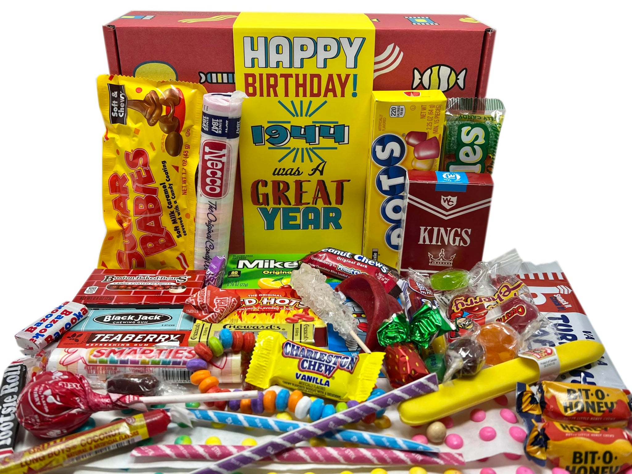 RETRO CANDY YUM ~ 1944 82nd Birthday Gift Basket Box of Nostalgic from Childhood for 82 Year Old Man or Woman Born 1944 Jr