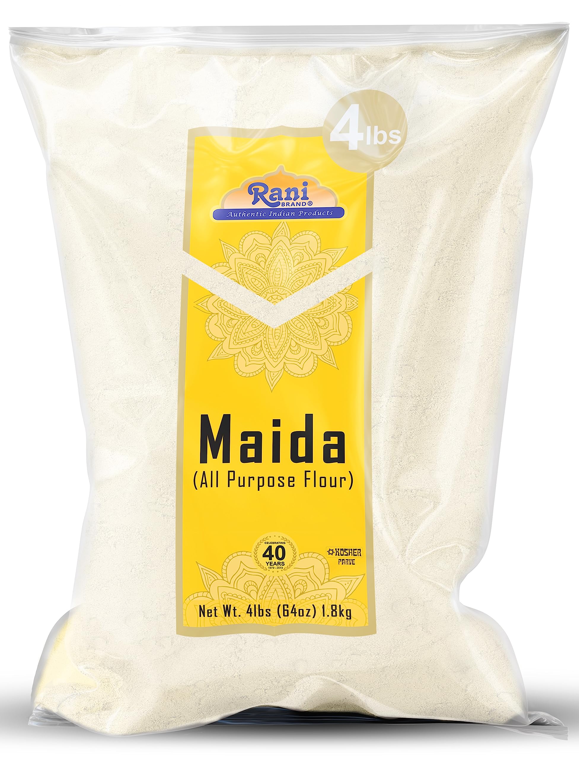 Rani Maida Flour (Indian All Purpose Flour) 64oz (4lbs) 1.81kg Bulk ~ All Natural | Vegan | Gluten Friendly | NON-GMO | Kosher | Indian Origin