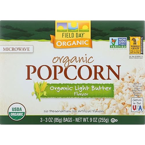 Field Day Organic Microwave Popcorn, Light Butter, 12 Count