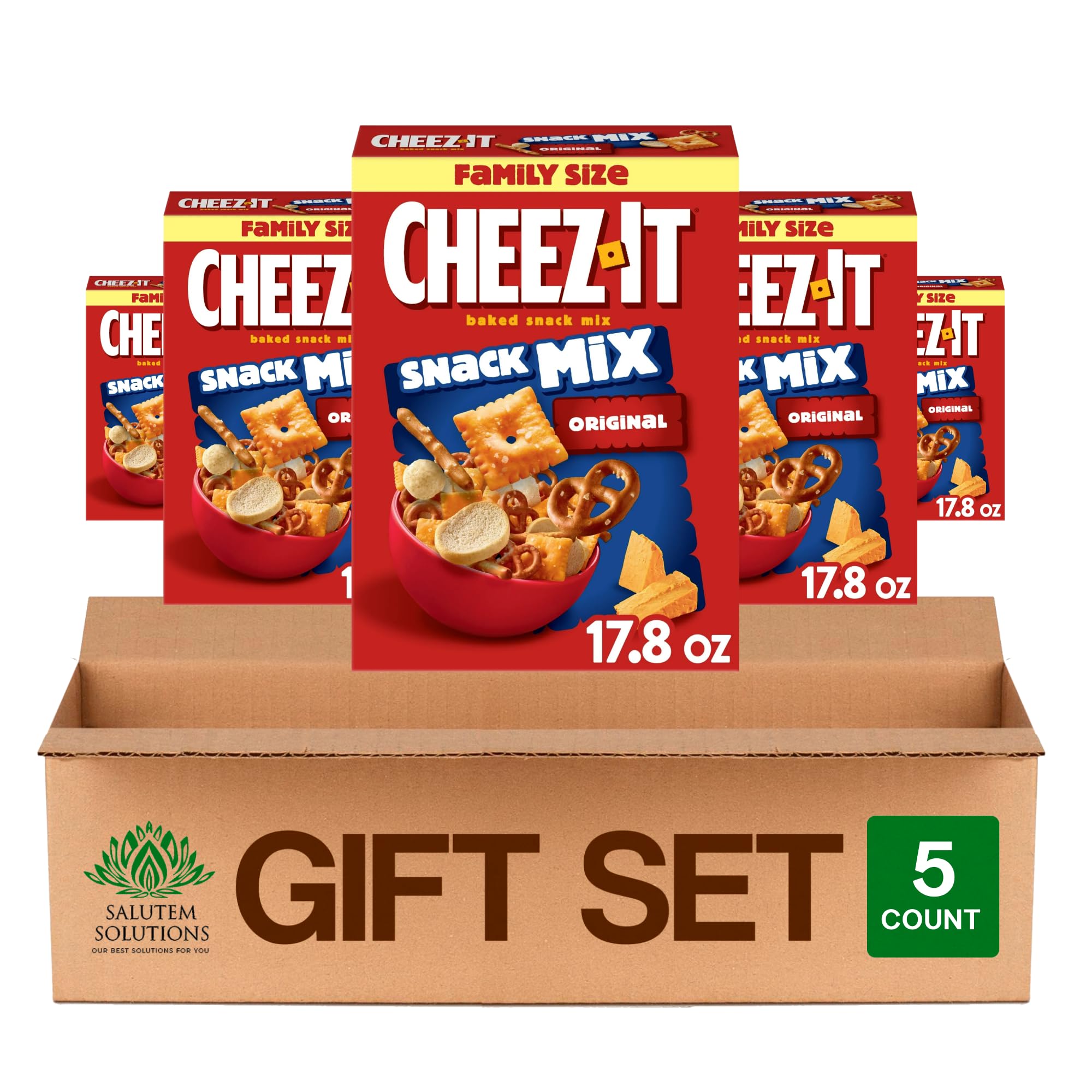 Salutem Vita - Cheez-It Original Snack Mix, Lunch Snacks, 17.8 oz, Gift Set - Pack of 5