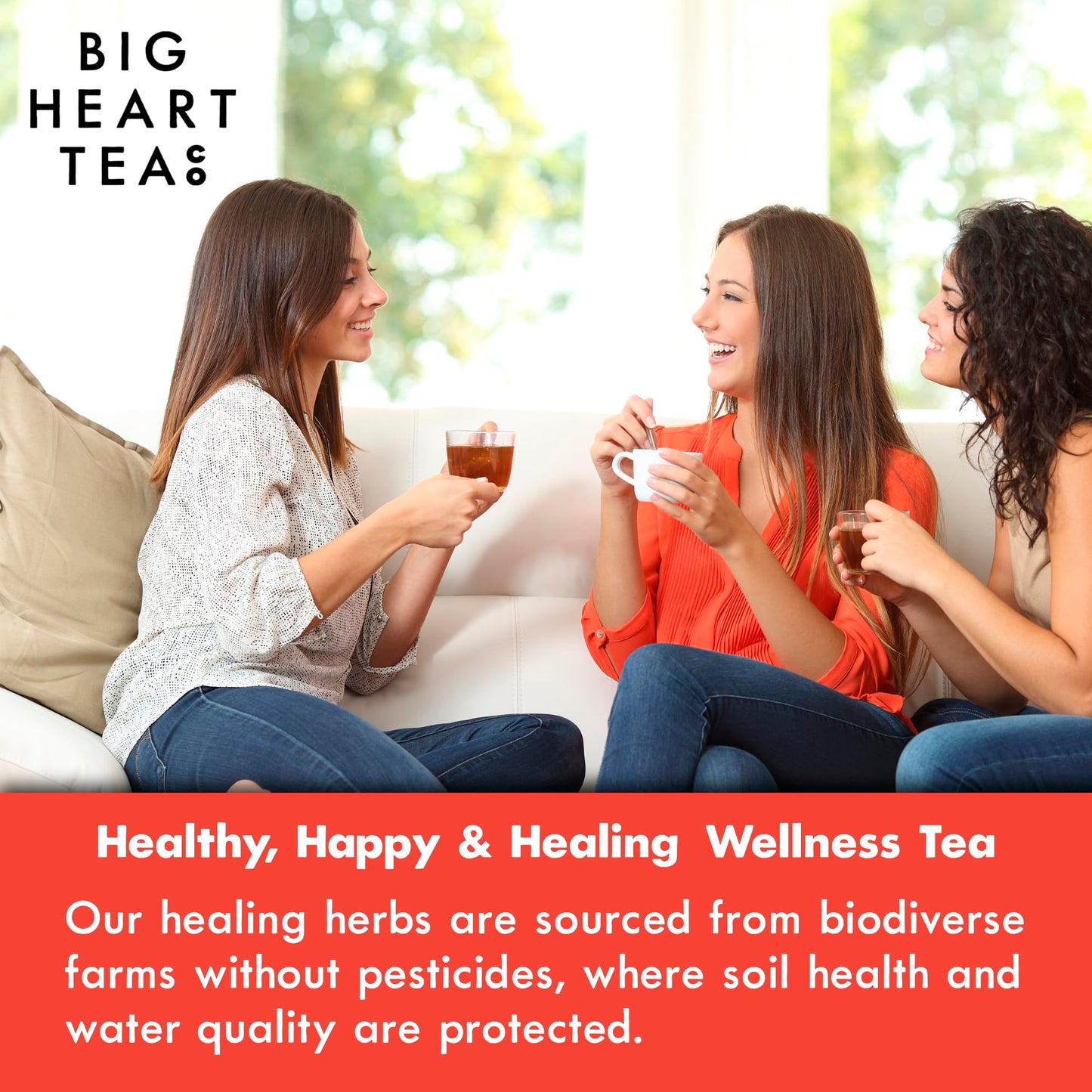 Big Heart Tea Co. Tea Bags - Fiery Masala Chai - Certified Organic, Ayurvedic Herbal Decaf Tea with Small Batch Ground Sweet Herbs and Spices