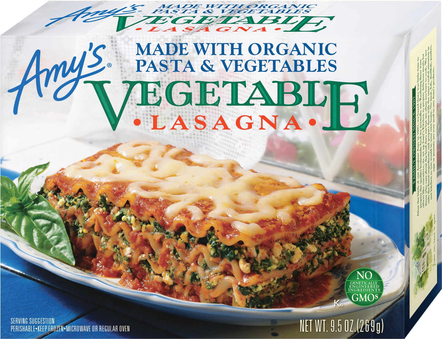 Amy's Frozen Meals, Vegetable Lasagna, Made With Organic Pasta and Vegetables, Microwave Meals, 9.5 Oz