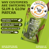 Slim & Glow Matcha Latte Powder - Collagen Peptides, Organic Matcha, Inulin Prebiotic Fiber, Green Tea Extract, Biotin - Gut Health, Craving Control