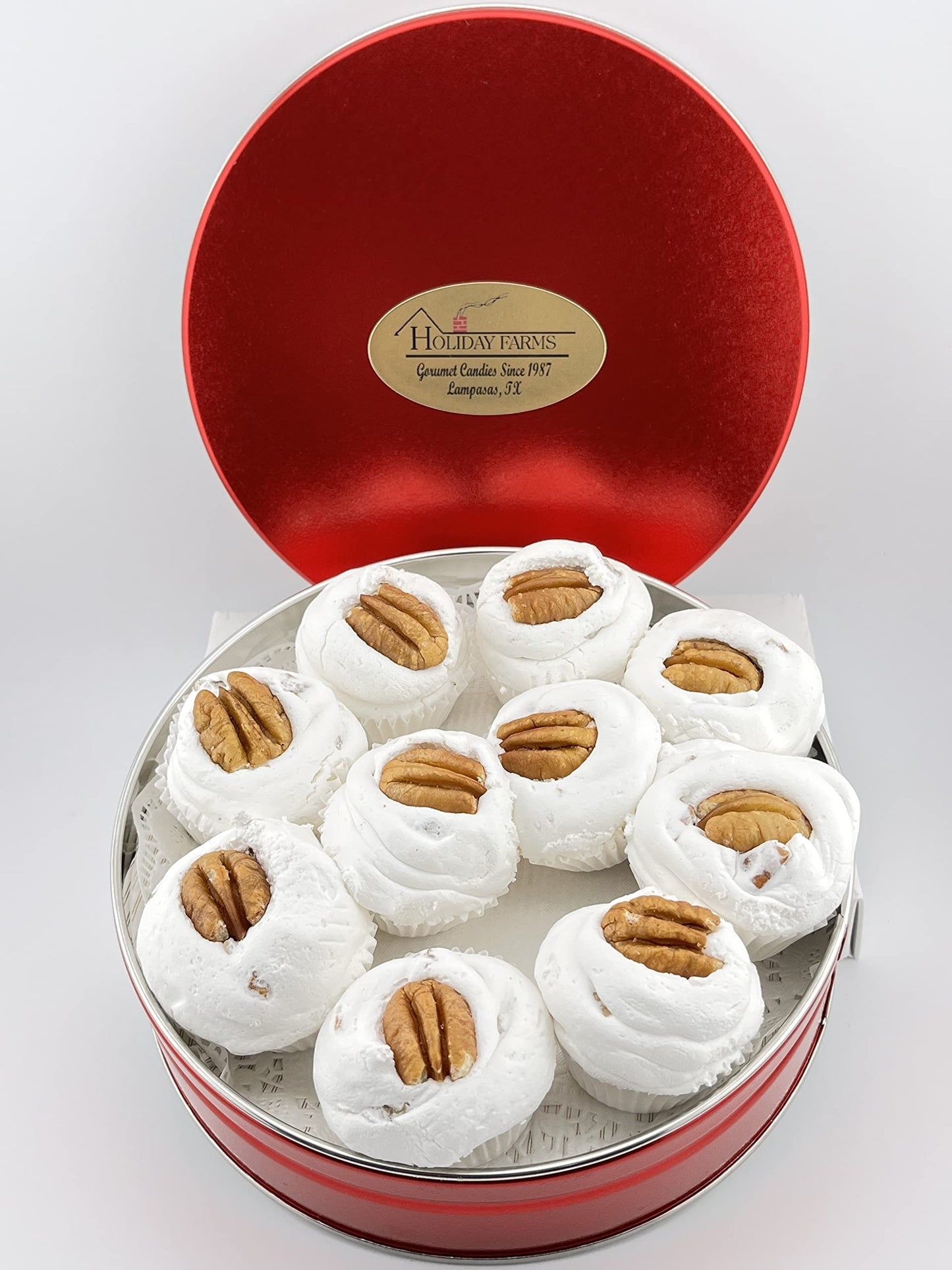 Small Divinity Gift Tin (With Pecans) 10-12 pieces, Old Fashioned Divinity, Just Like Home Made