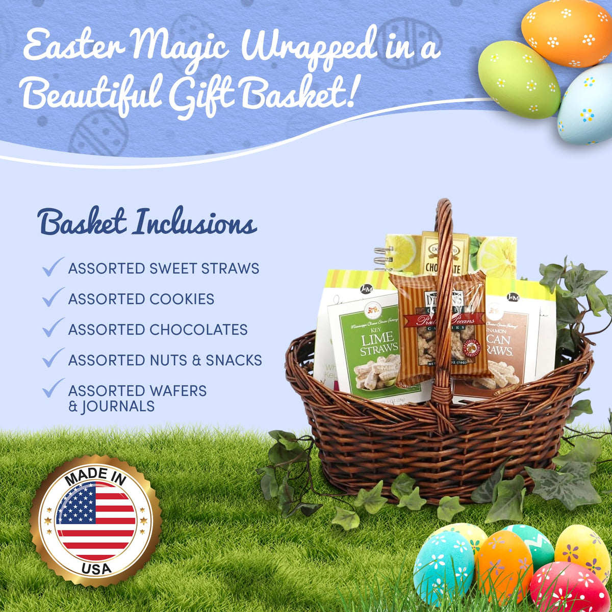 Gift Basket Village Easter Blessings Basket, Easter Basket Ideas for Kids & Adults, Thoughtful Easter Gift & Care Package with Easter Snacks, Easter