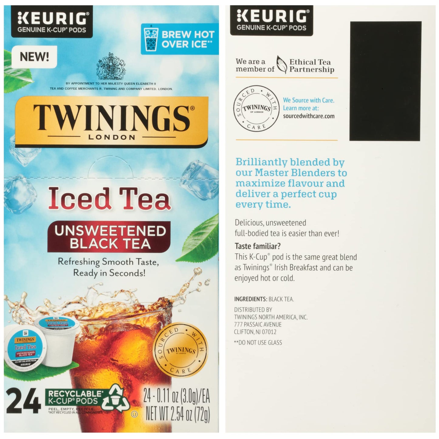 Twinings Iced Tea Unsweetened Black Tea K-Cup Pods for Keurig, Caffeinated, Refreshing, Smooth, Black Tea, 24 Count (Pack of 4)
