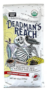Raven’s Brew Coffee Bold Organic Coffee Dark Roast Whole Bean - Deadman's Reach 12oz