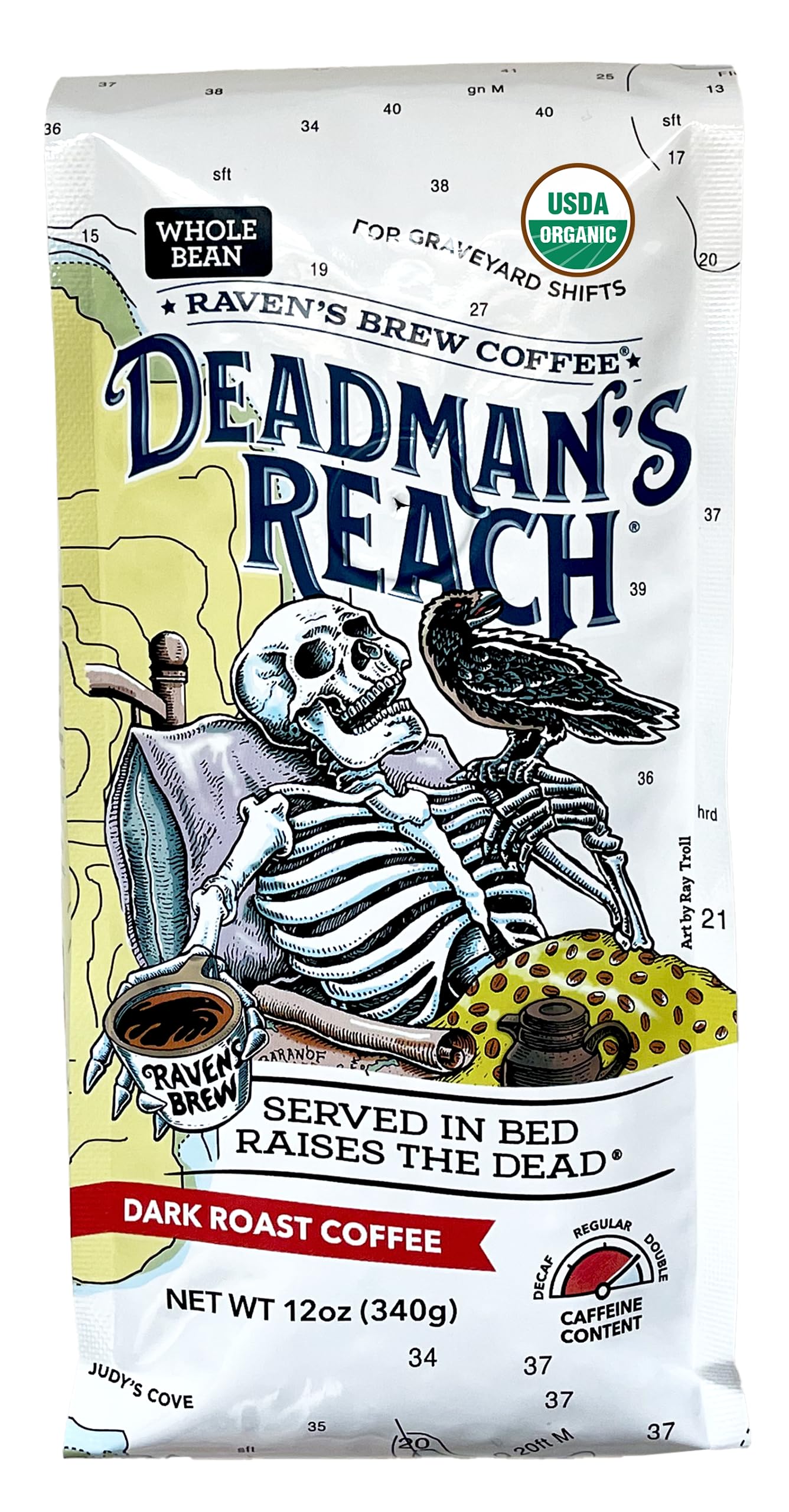 Raven’s Brew Coffee Bold Organic Coffee Dark Roast Whole Bean - Deadman's Reach 12oz