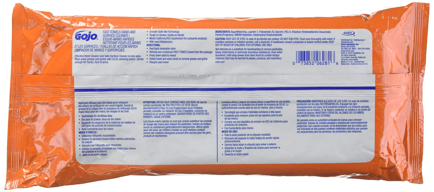 FAST TOWELS Hand Cleaning Towels, 10x9, Fresh Citrus, White, 60/Pack