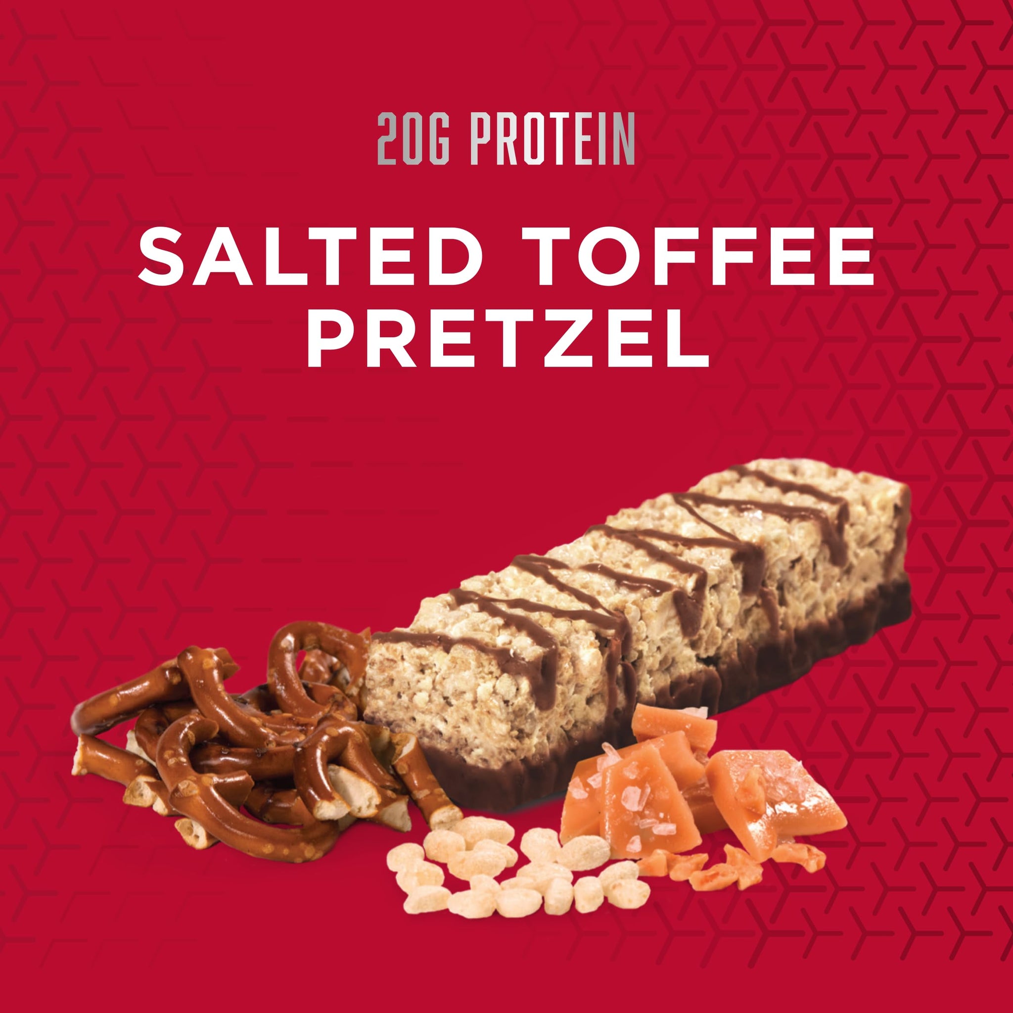 BSN Protein Crisp Bar, Salted Toffee Pretzel, 20 Gram Protein Snack Bars with Whey and Fiber, Gluten-Free Crunchy Energy Bars for Workout, Fitness