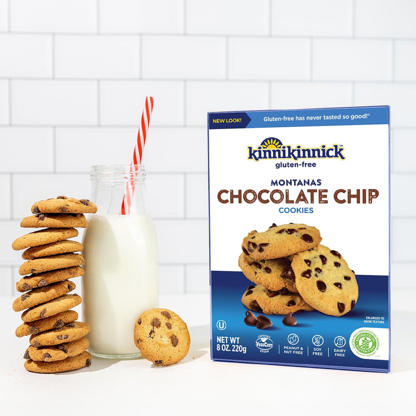 Kinnikinnick Gluten Free Montanas Chocolate Chip Cookies, 8 oz Box, Allergy Friendly, Vegan, Kosher