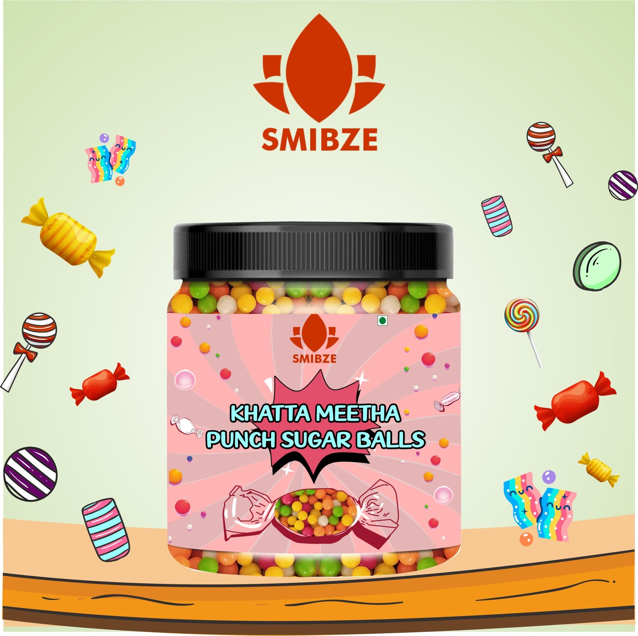 SMIBZE Natural Khatta Meetha Punch Sugar Balls 100 GM (Pack of 1) SMIBZE