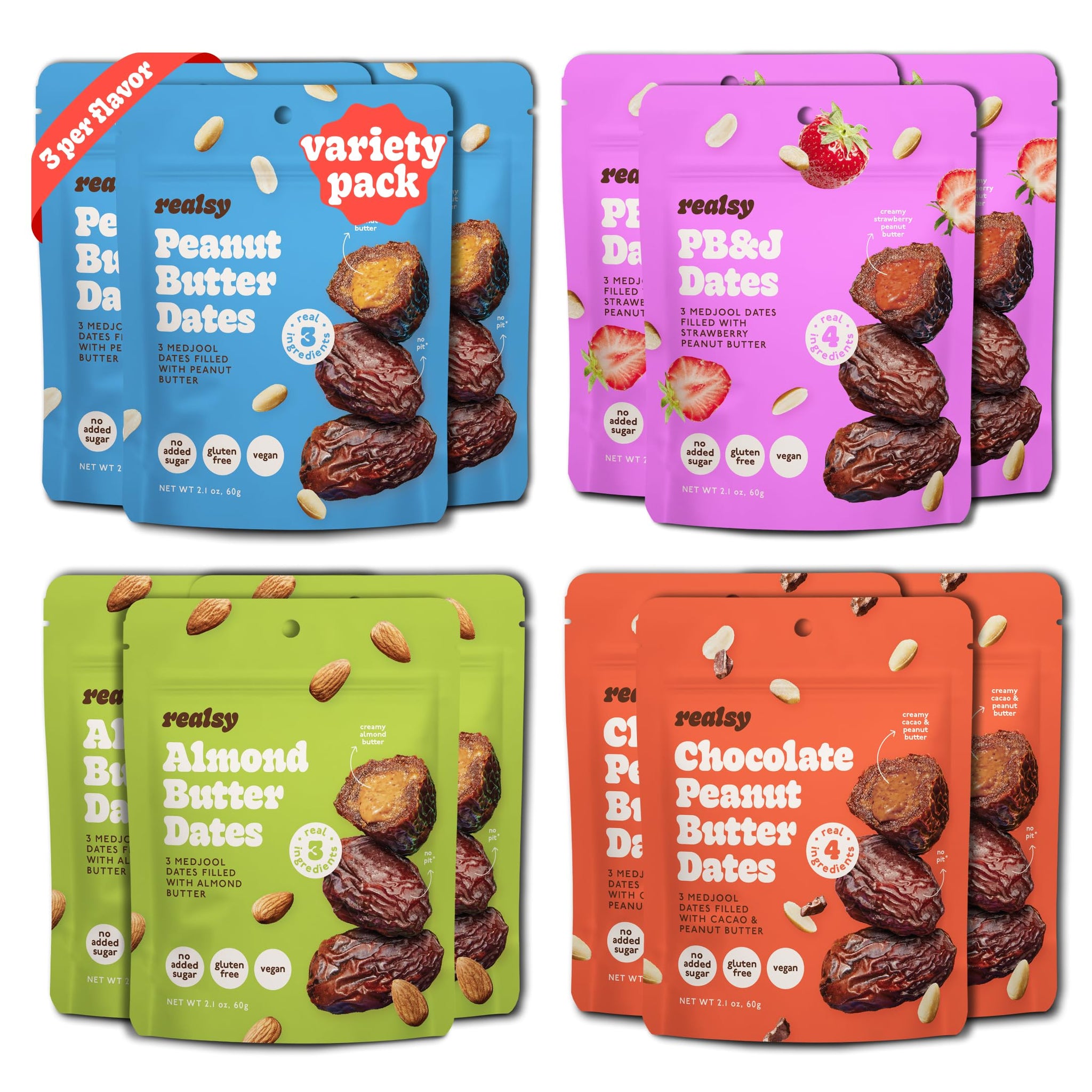 Realsy Pitted & Stuffed Medjool Dates, Organic Dates with No Sugar Added, Gluten-Free, Vegan, Good Source of Fiber, Low Glycemic Index, All Natural