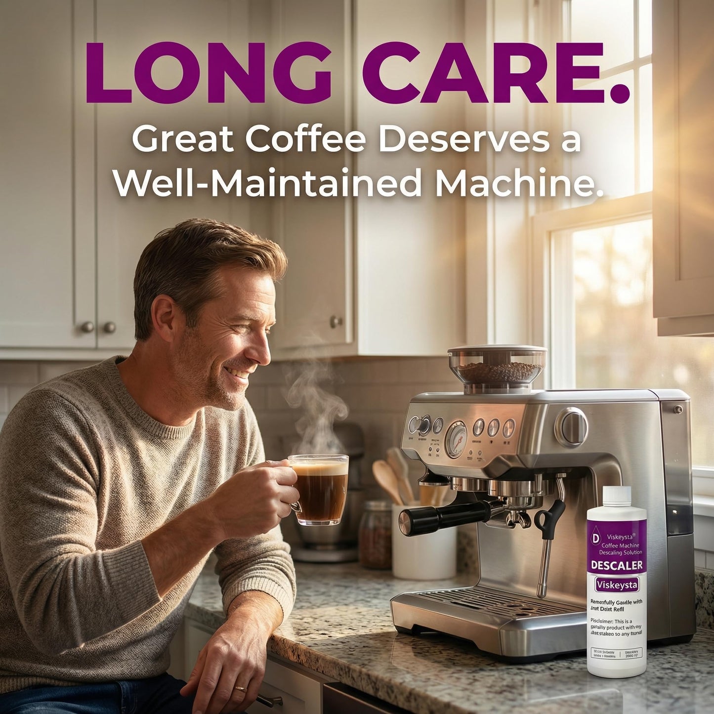 Viskeysta Descaling Solution for OXO Coffee Makers, 16.9 fl oz (500ml) Descaler Liquid, 4 Uses, Citric Acid Formula