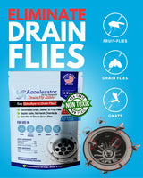 Drain Fly Killer Powder - Eliminates Drain Flies & Sewer Flies in Drains, Sinks, Showers - Fast-Acting Treatment - Septic Safe & Made in USA