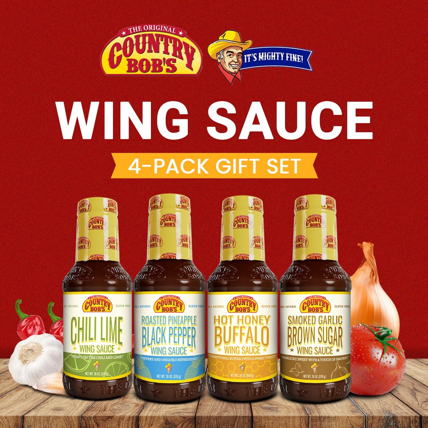 Country Bob's - Wing Sauce Variety Pack - 18 oz (Pack of 4)