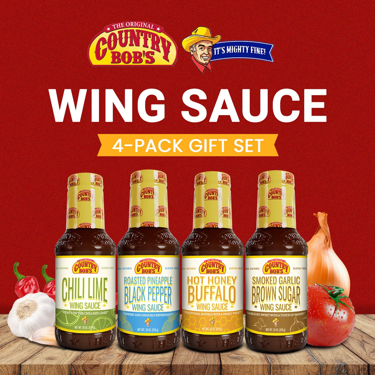 Country Bob's - Wing Sauce Variety Pack - 18 oz (Pack of 4)