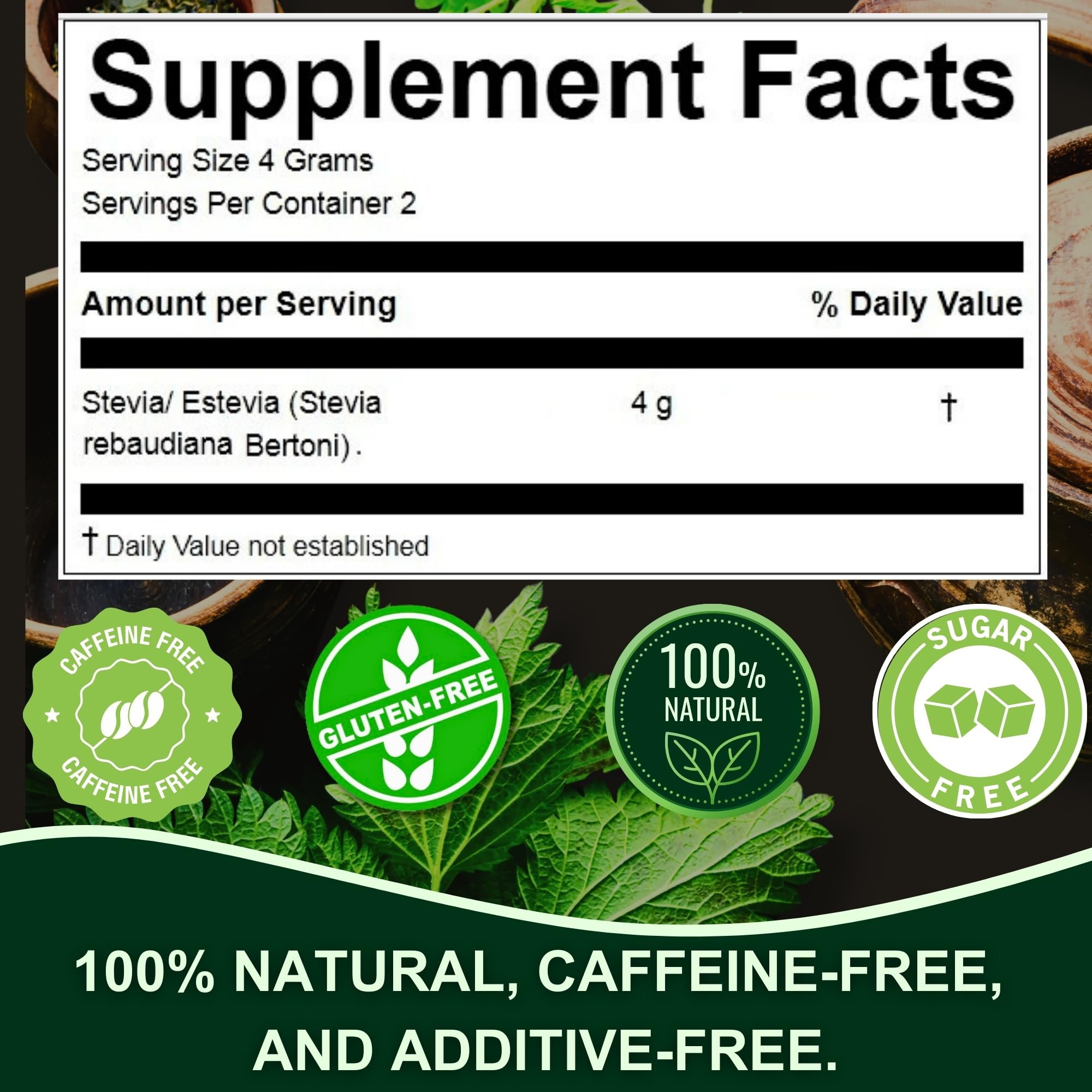 Hanan Stevia (Estevia) Loose Leaf Herbs - 9 g Natural Dried Stevia Leaves Rebaudiana Plant Leaves from Peru - Tea Sweetener