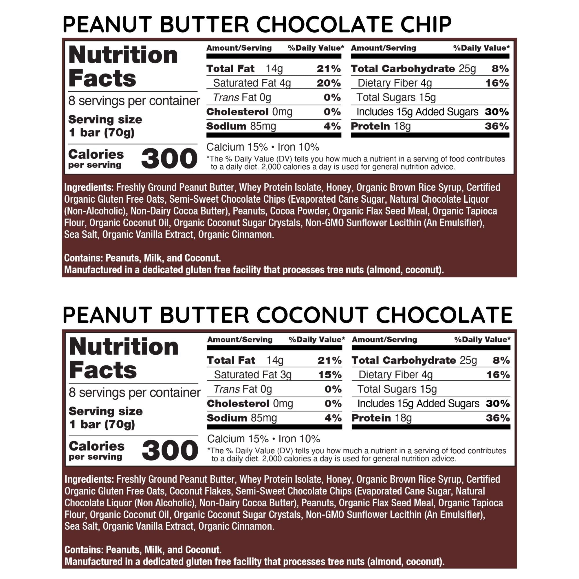 G2G Protein Bar, Peanut Butter Lovers 3-Pack, 2 Boxes PB Chocolate Chip, 1 Box PB Coconut, Healthy Snack, Delicious Meal Replacement, Gluten-Free